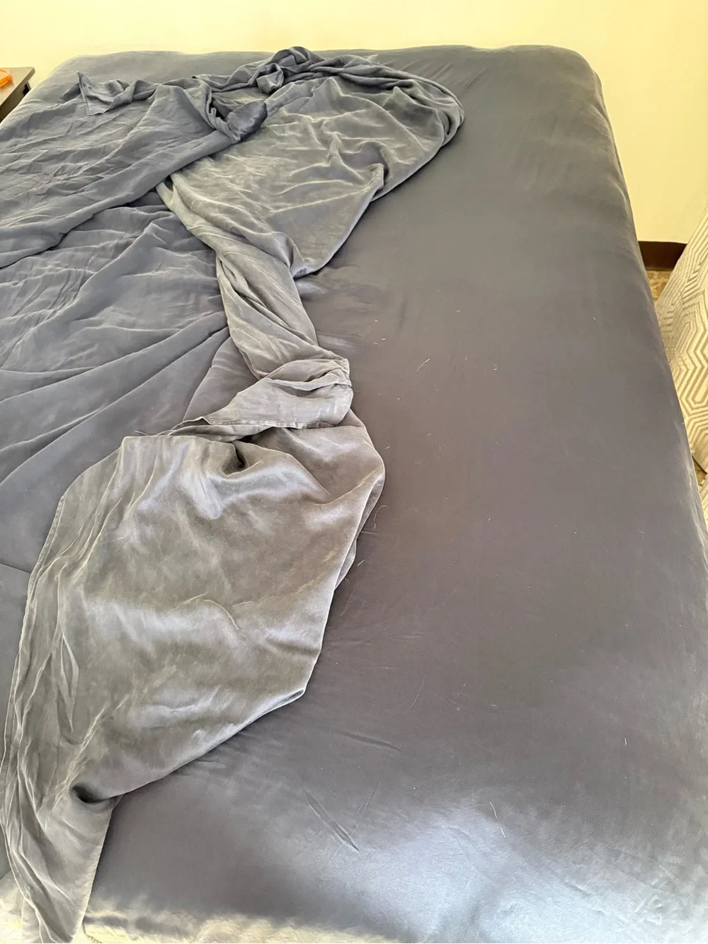Lily Silk 22MM Dark Blue Cal King Silk Flat Sheet and Fitted Sheet